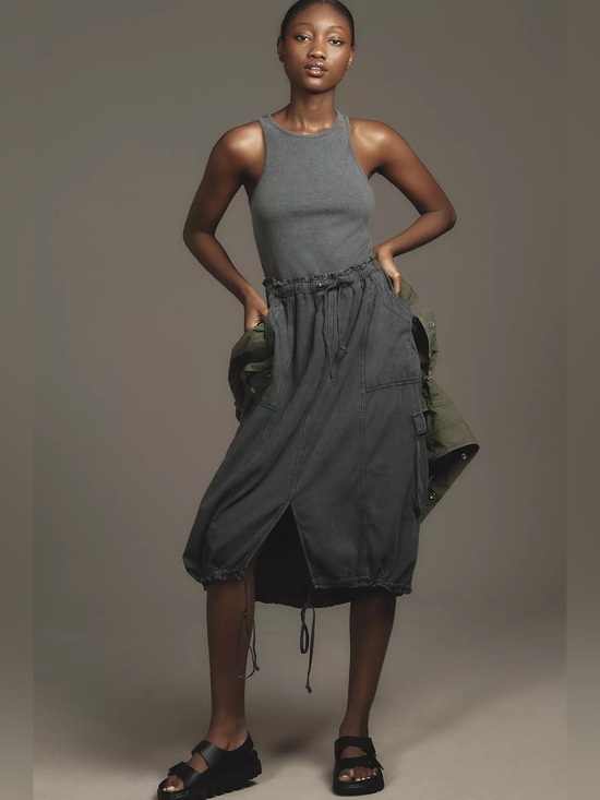 Anthropologie Dresses & Skirts - Daily Practice by Anthropologie High-Neck Tank Twofer Midi Dress Black LP